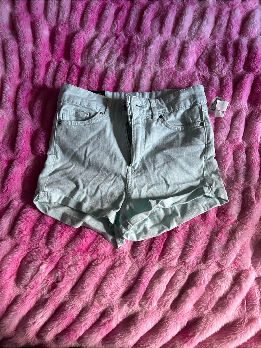 H&M Light Mint High-Waist Denim Shorts